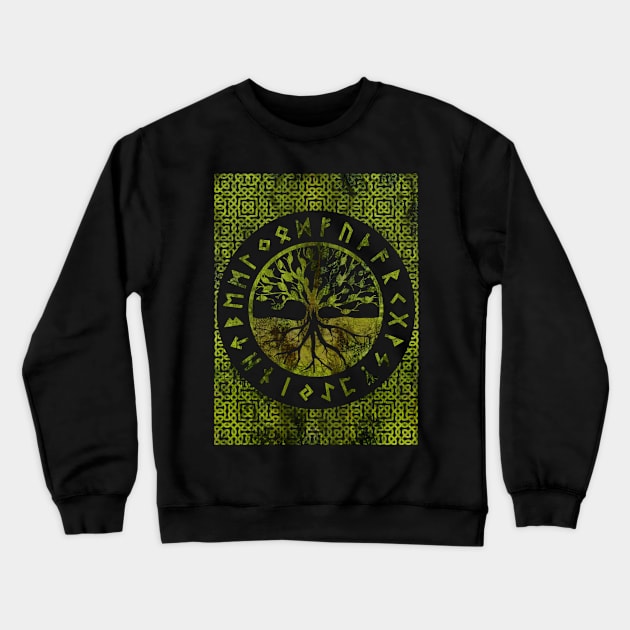 Tree of life  -Yggdrasil and  Runes alphabet Crewneck Sweatshirt by Nartissima